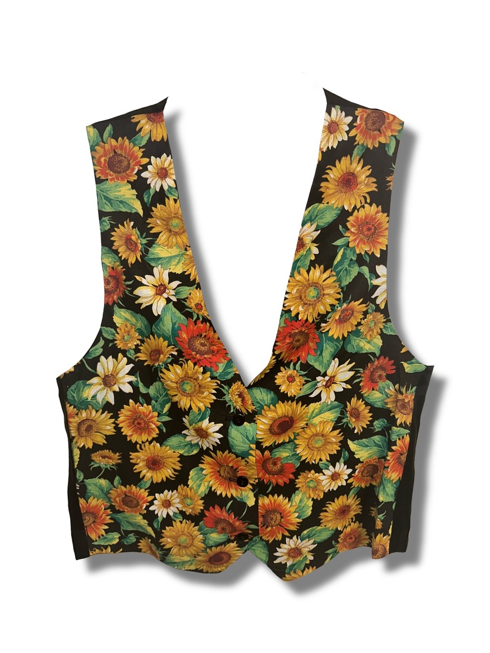Vtg Sunflower Print Vest
